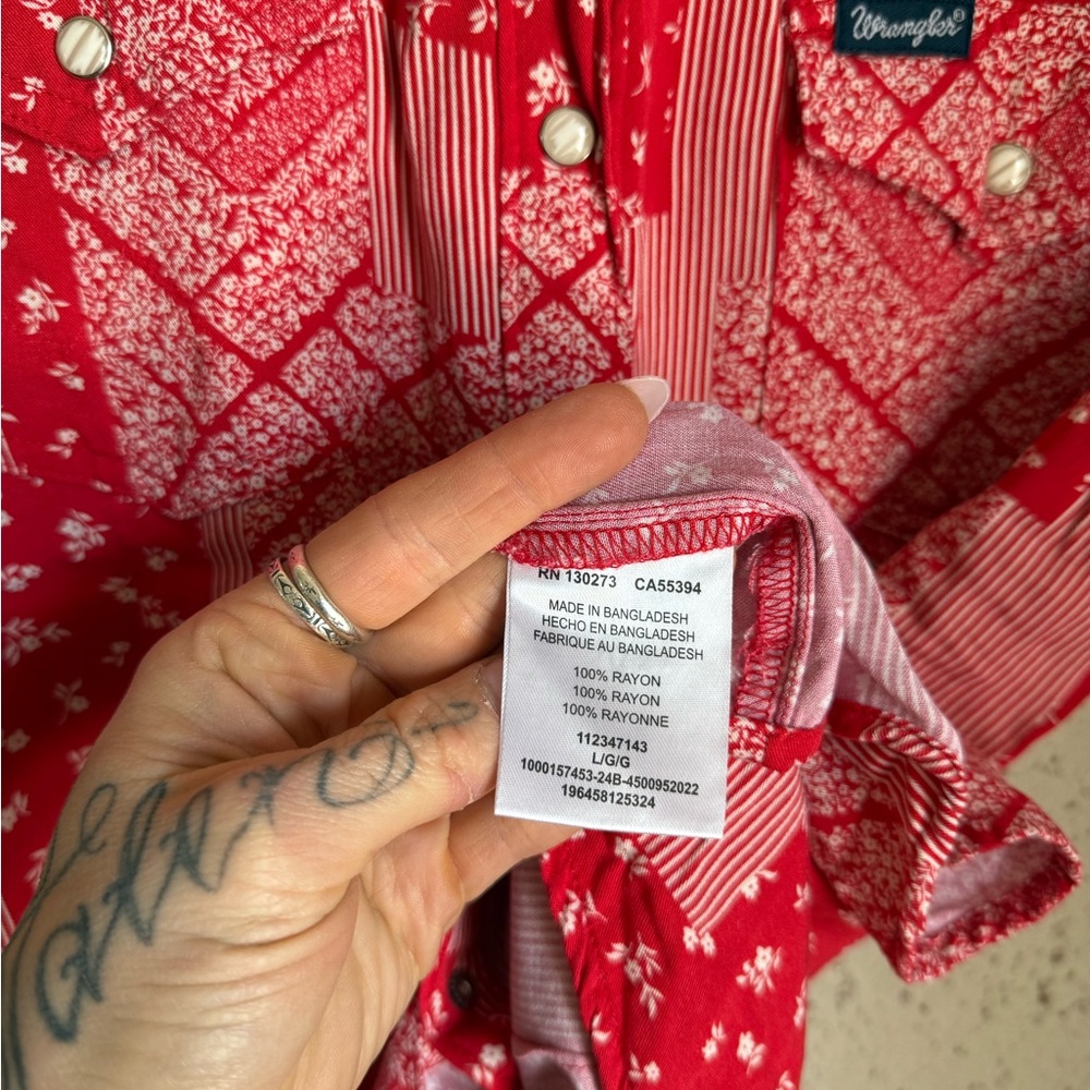 Wrangler Red Patchwork Button Up Tank - image 5